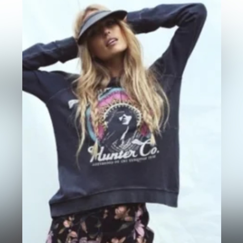 Spell oversized turquoise hunter sweatshirt XS preowned ASIS